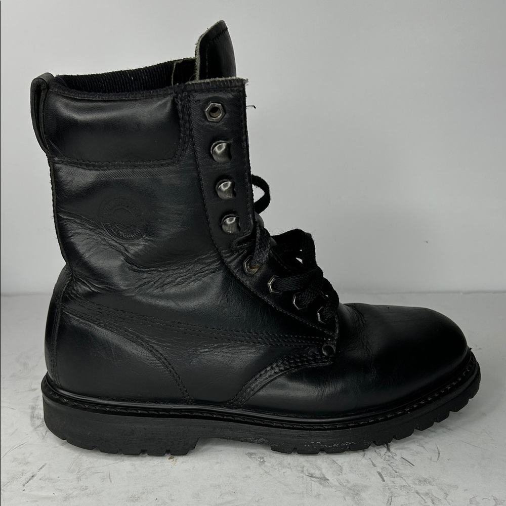 Men's Black Leather Combat Boots